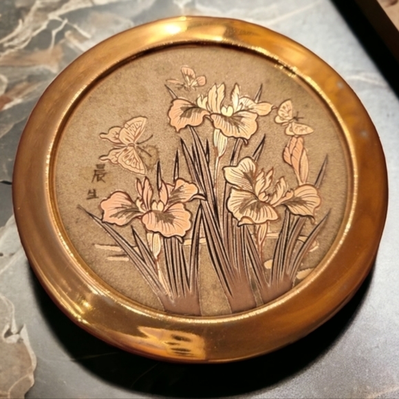 Vtg 24k Gold & Silver Dynasty Gallery Original Chokin Collection 🦋 Trinket Box